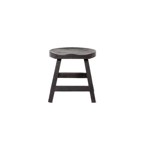 Buy Round Smooth Black Teak Wood Stool Algarve