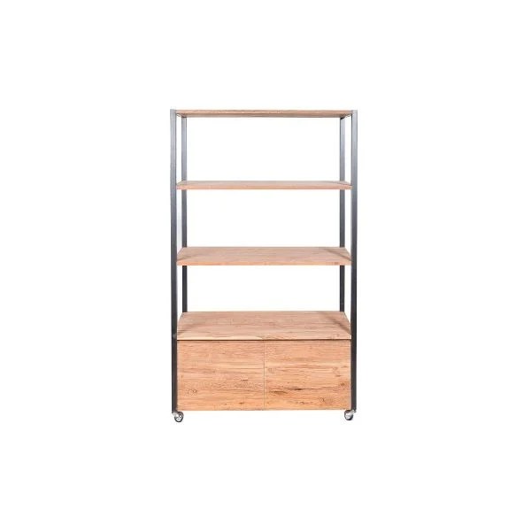 Small Teak Wood Shelving Unit with 2 Drawers and 2 Shelves Oliveira