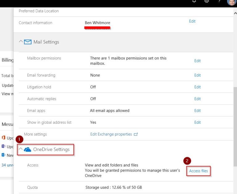 Office 365 Access a Users OneDrive Folder