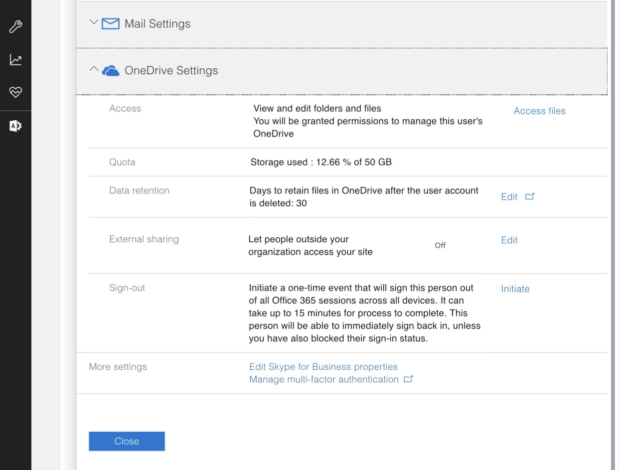 Office 365 Access a Users OneDrive Folder