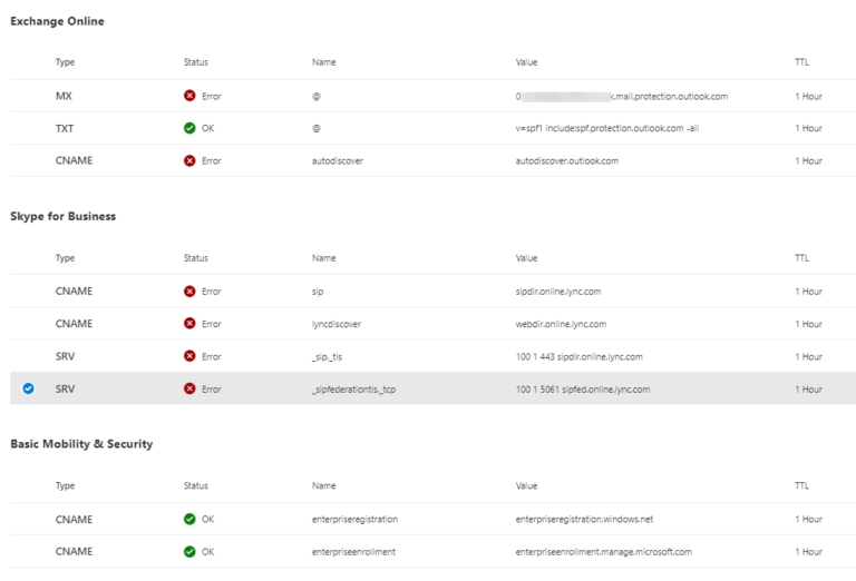 Listing Actual vs Expected DNS Records for a Microsoft 365 Tenant with