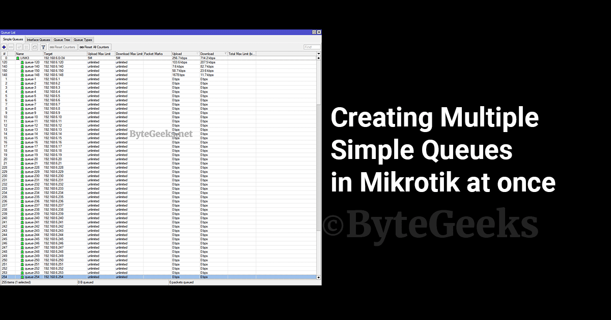 Creating Multiple Simple Queues in Mikrotik at once ByteGeeks