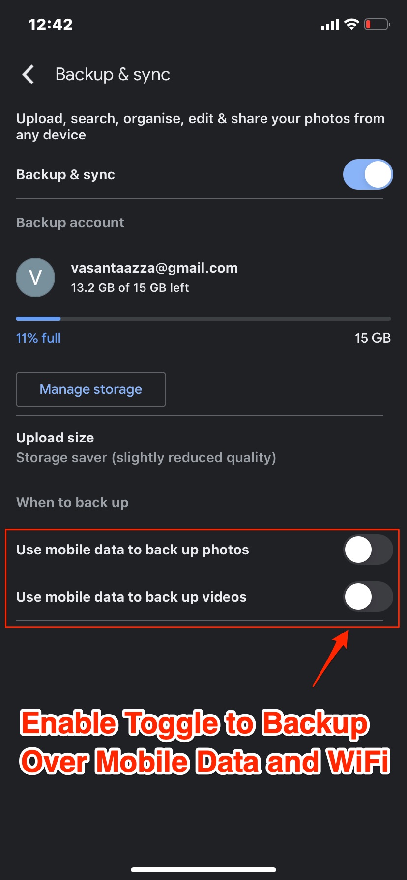 How to Backup Google Photos on Mobile Data Only?