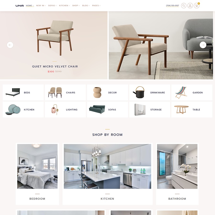 Una Furniture Store WordPress Theme BZOTech