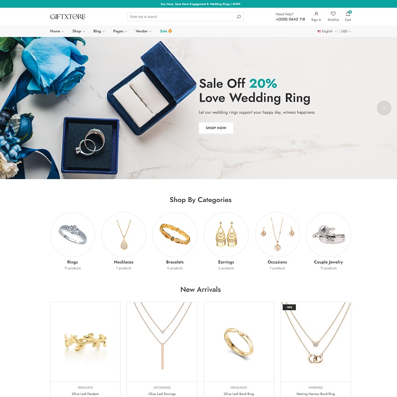 Luxury Jewelry and Accessories WordPress Theme BZOTech