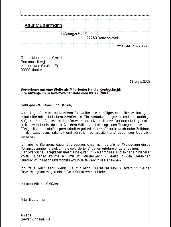 Vorlagen Bewerbungsanschreiben Chance Consulting Center