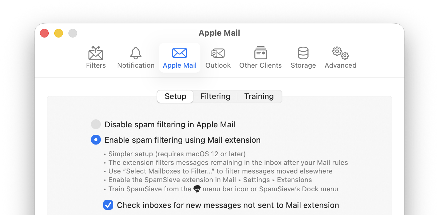SpamSieve Manual Setting Up Apple Mail