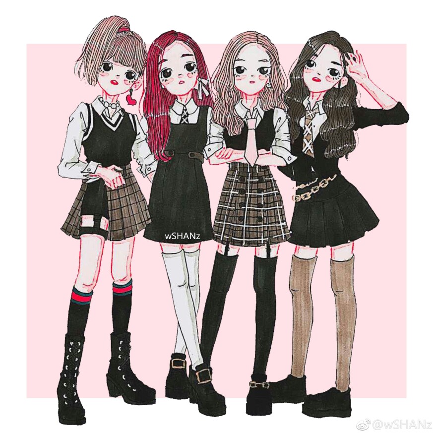 blackpink全员Q版头像千图网