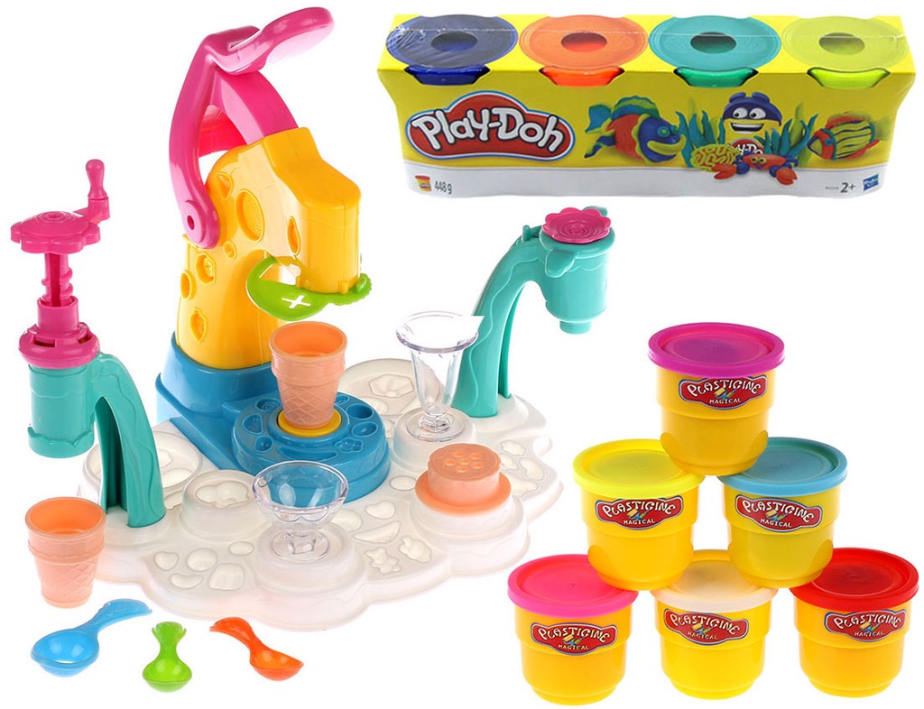 Ciastolina Lodziarnia Maszyna Lody 4 Tuby PLAYDOH