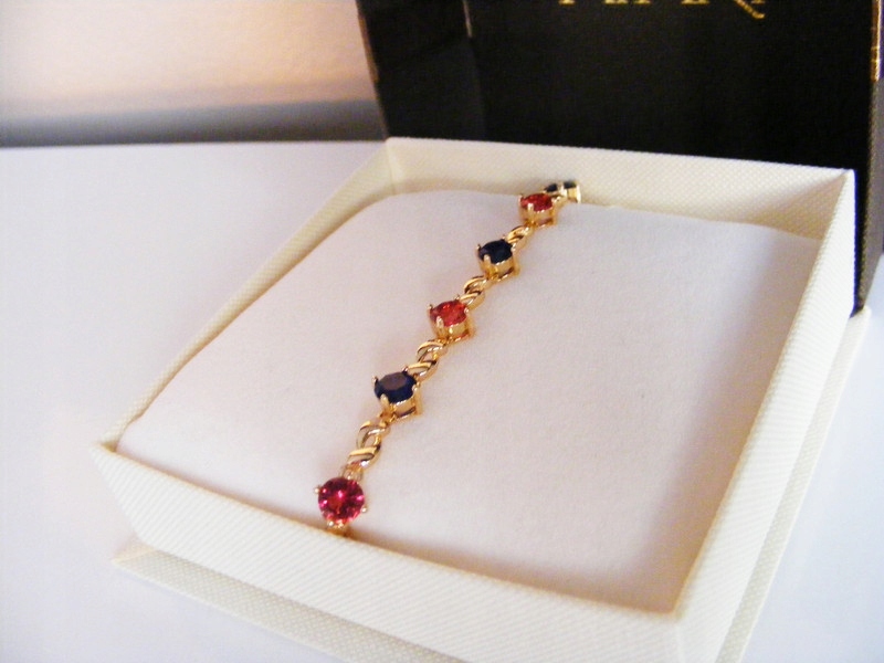 TANIO! Bransoletka APART 18k złoto rubin/szafir