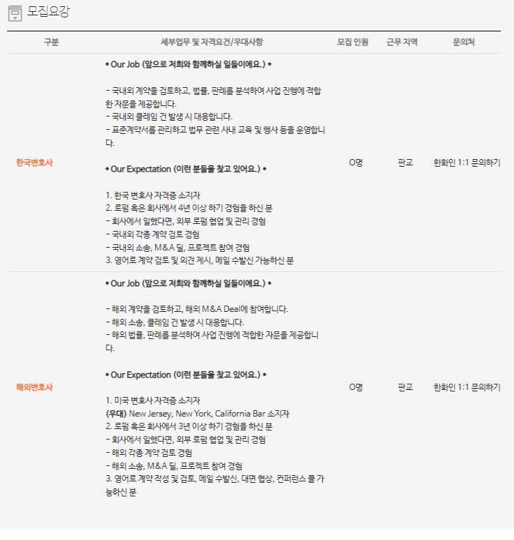 한화비전 채용 한국/해외변호사 채용 인크루트 채용정보