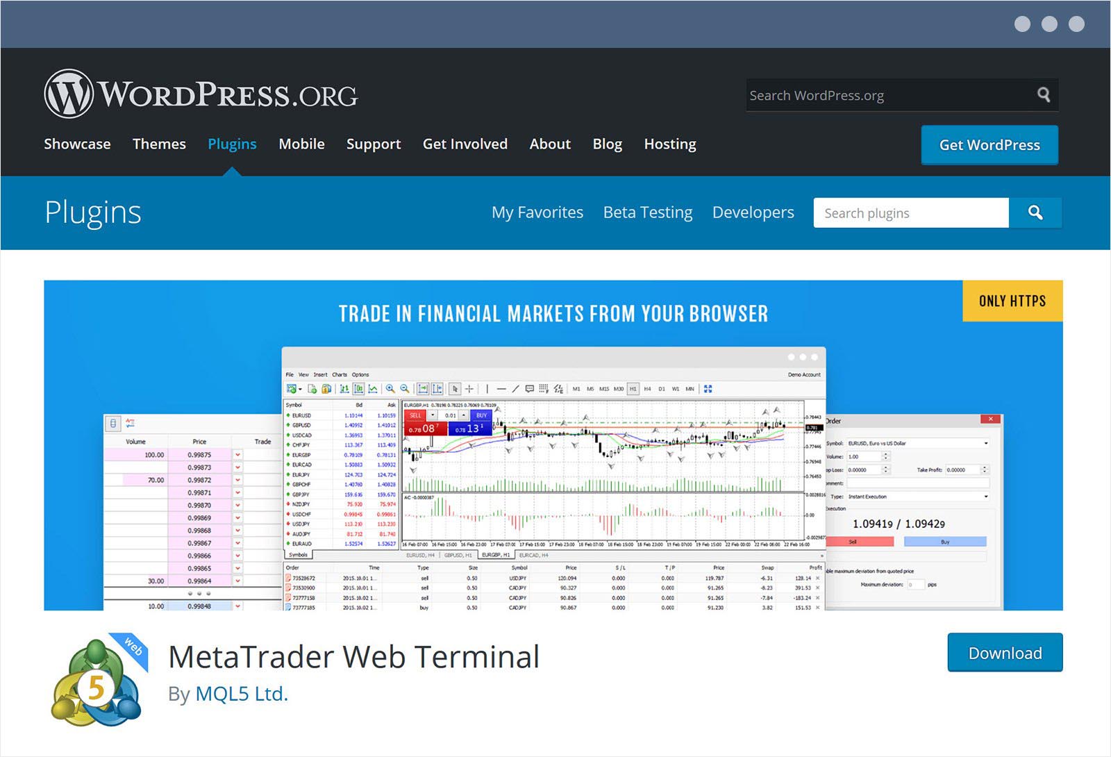 Free MetaTrader web terminal plugin for WordPress websites Free