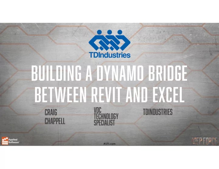 [PPT] Building a Dynamo Bridge between revit and excel Vdc