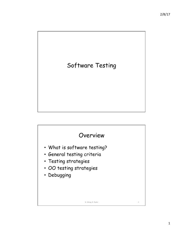 [PDF] Software Testing Overview What is software testing? General PDF