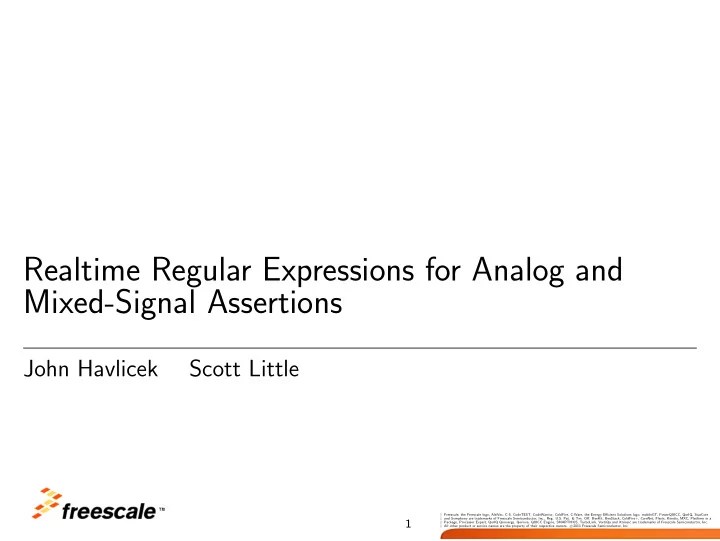 [PPT] Realtime Regular Expressions for Analog and MixedSignal Assertions PowerPoint