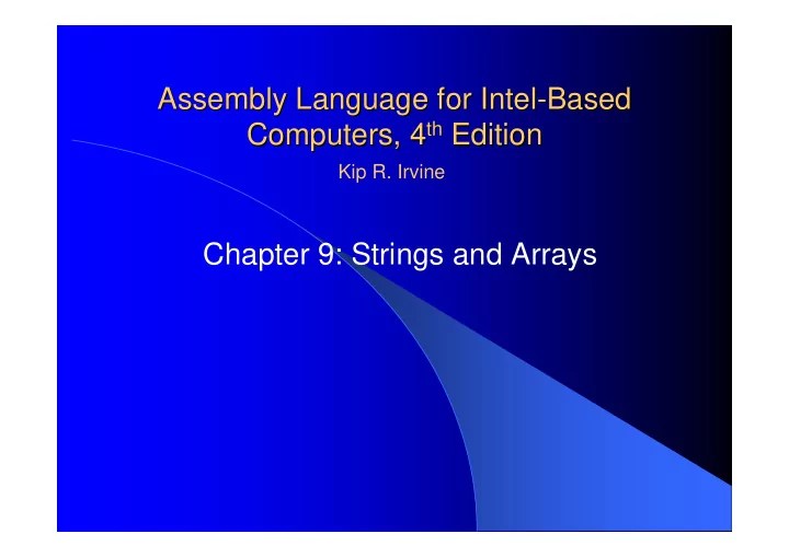 [PPT] Assembly Language for Intel Based Based Assembly Language for