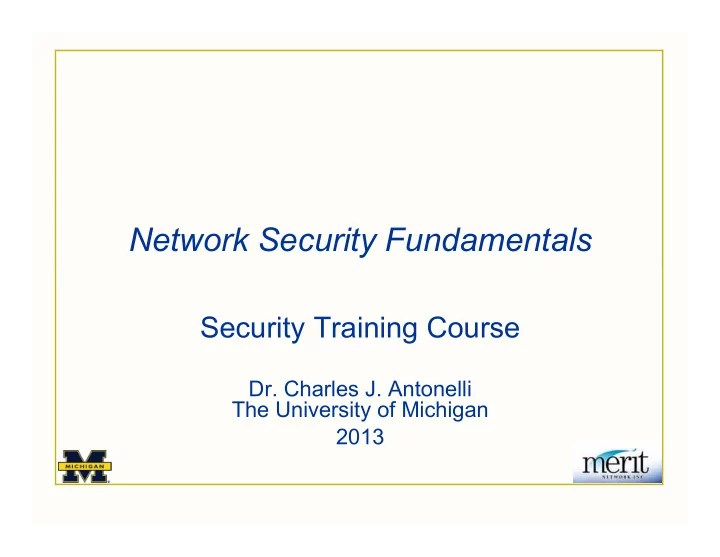 [PPT] Network Security Fundamentals Security Training Course Dr