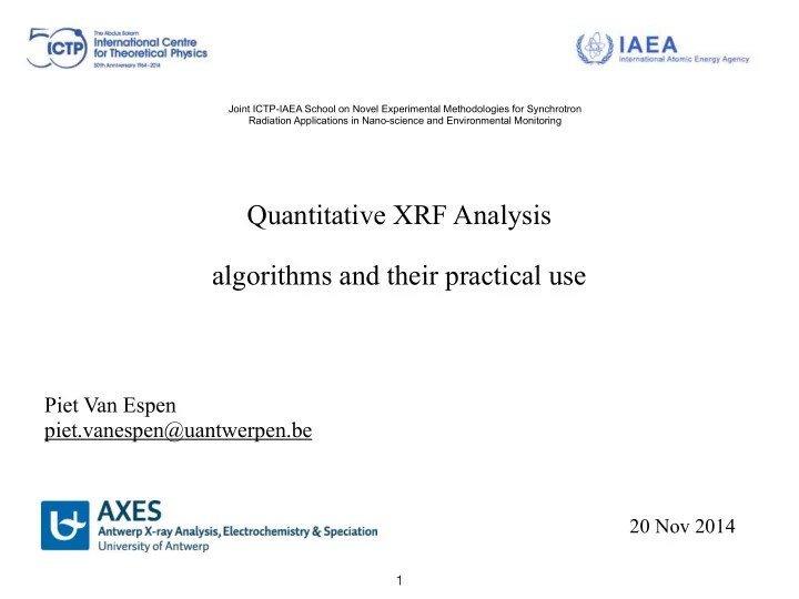 [PPT] Quantitative XRF Analysis algorithms and their practical use