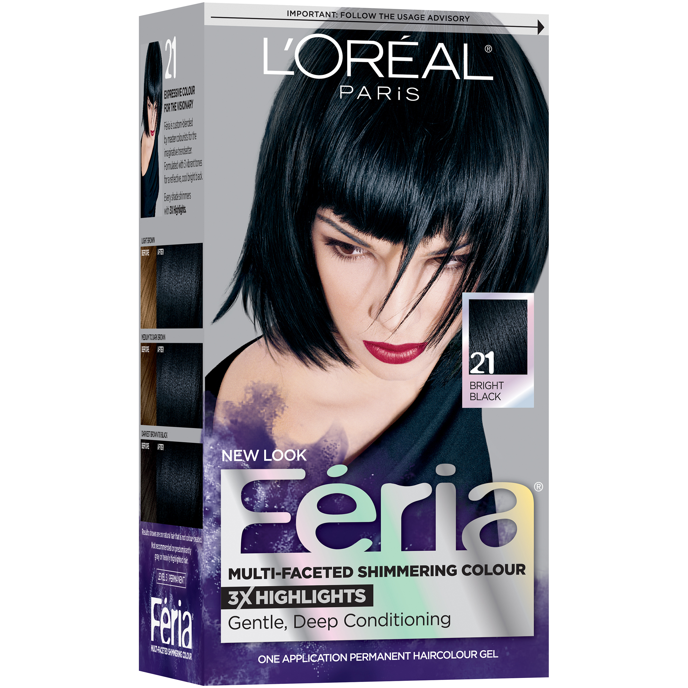 L'Oreal Paris Feria MultiFaceted Shimmering Permanent Hair Color, 21