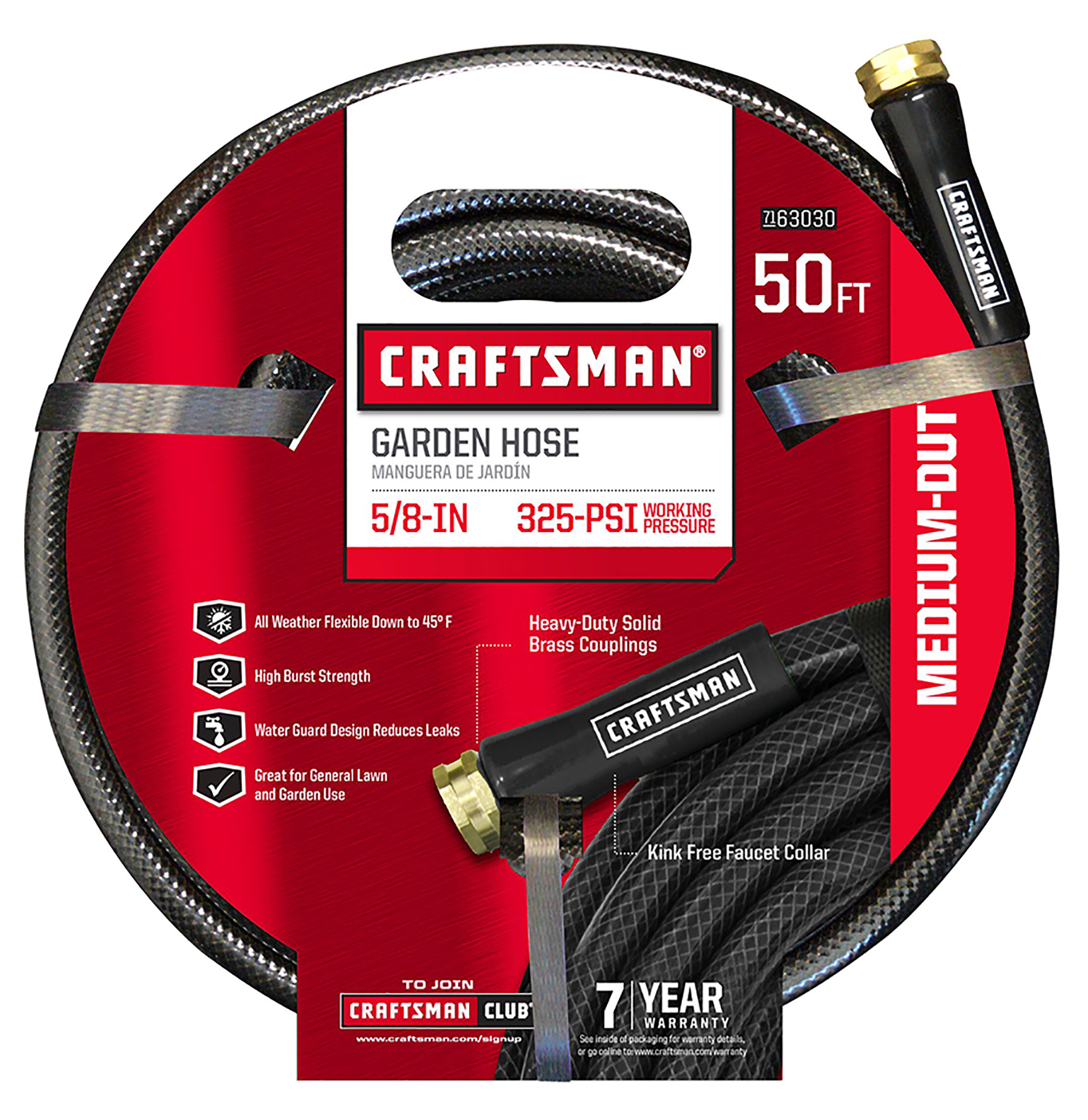 CRAFTSMAN 50' 5/8 Garden Hose Leak Free Flower Beds Work Construction