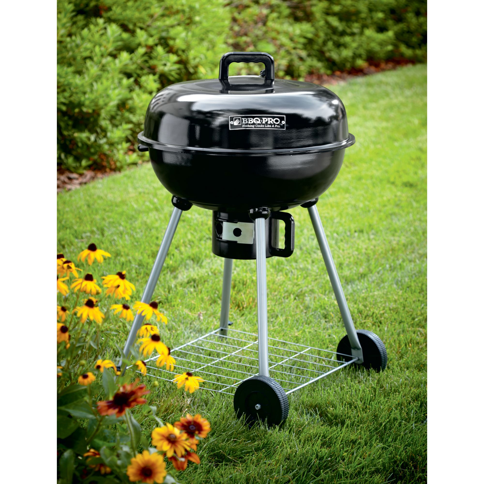 22.5" Kettle Charcoal Grill Chrome Grilling Grate Slide Out Ash Catcher