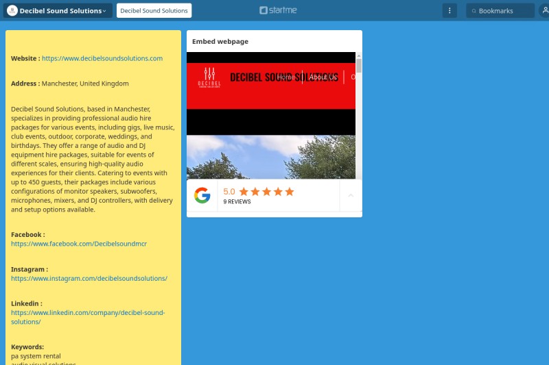 Decibel Sound Solutions start.me