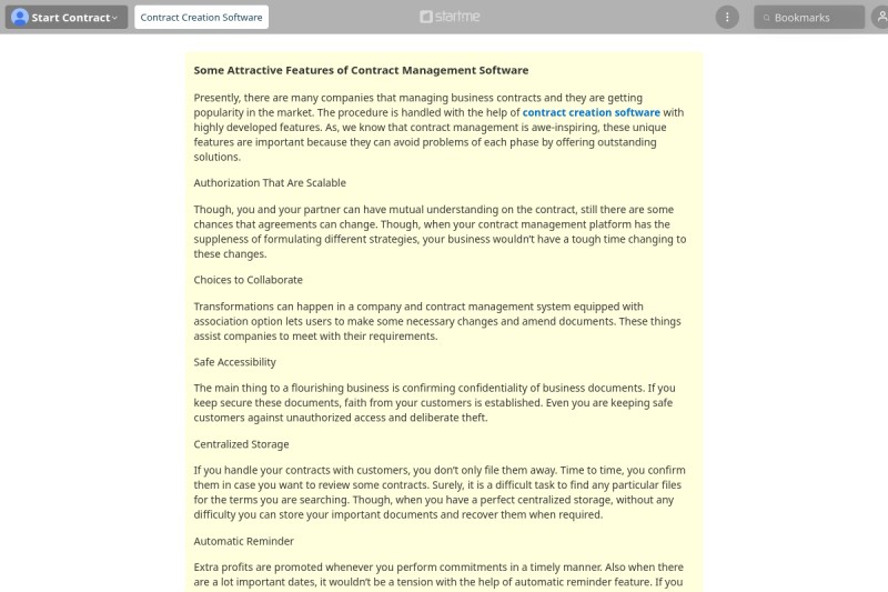 Contract Creation Software start.me