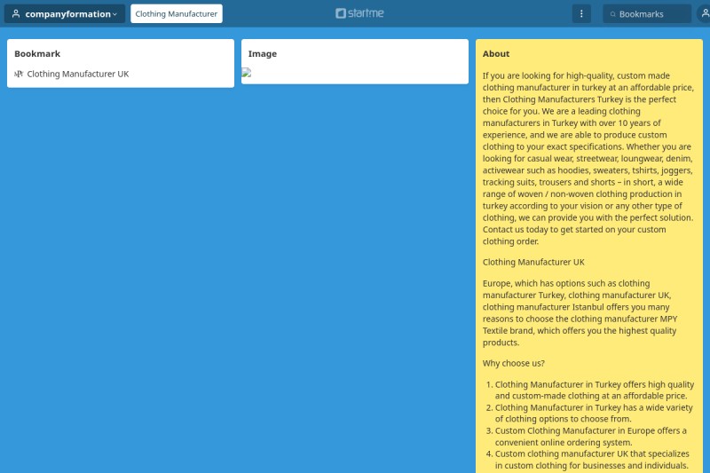 Clothing Manufacturer start.me