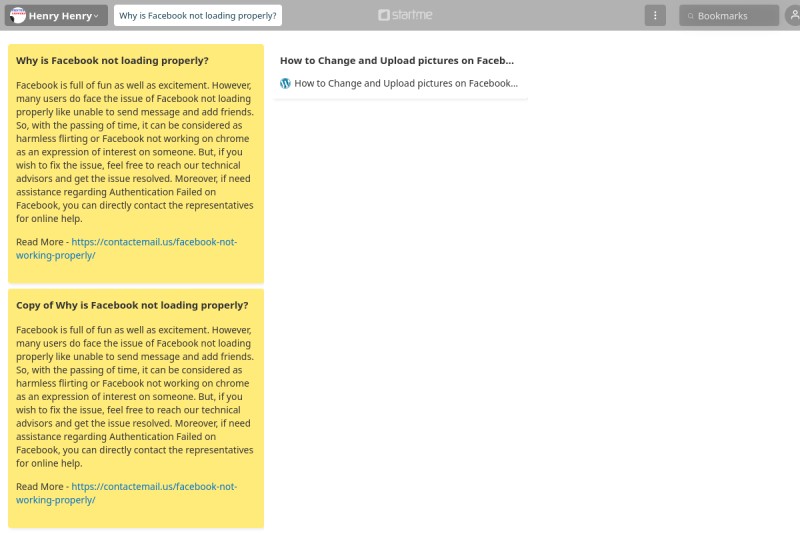 Why is Facebook not loading properly? start.me
