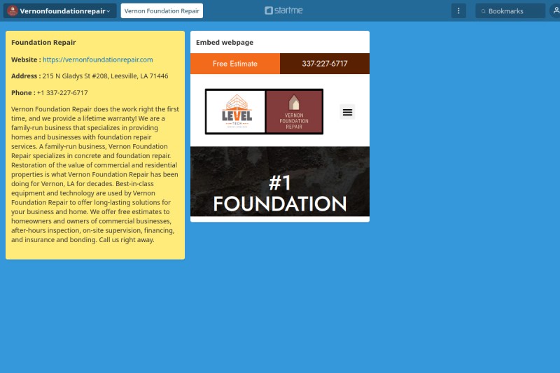 Vernon Foundation Repair start.me