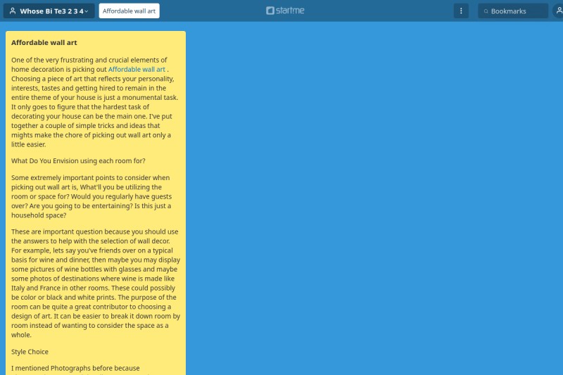 Affordable wall art start.me