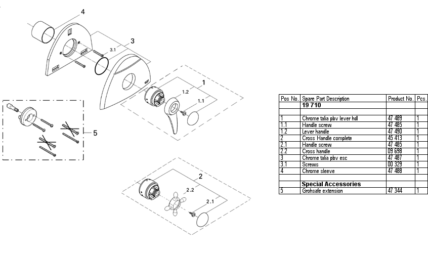 Grohe 19 710 Pressure Balancing Valve Replacement Parts