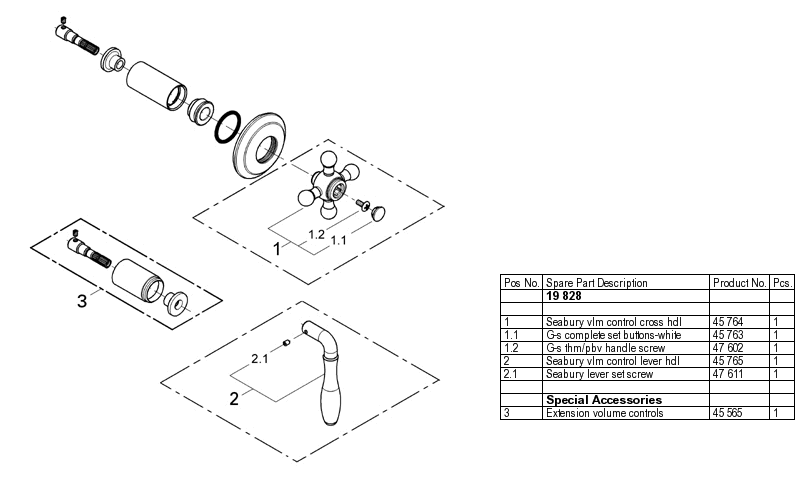Grohe Volume Controls 19828 Seabury Replacement Parts