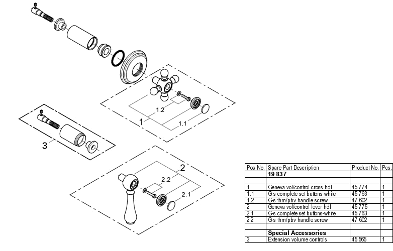 Grohe Volume Controls 19 837 Geneva Replacement Parts