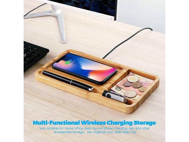 Wood Wireless Charger Station Bamboo Phone Charging Dock Tray With Desk Organizer, 15W Wooden Docking Station Holder For Iphone Android Samsung All Qi Phones Stand For Nightstand Home Office Kingtsyu - Newegg.com