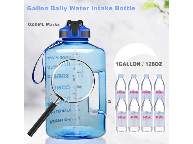 SLUXKE 1 Gallon Water Bottle with Time Marker and Straw BPA Free 128oz