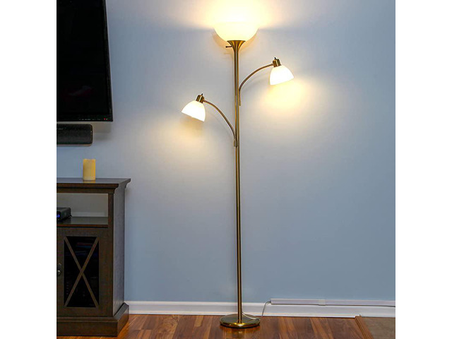 Sky Dome Double High Brightness Torchiere Floor Lamp with 2 Reading