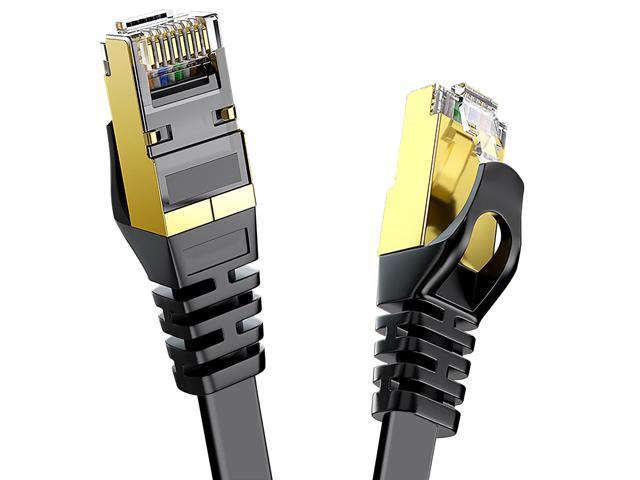 CAT 7 Cable 50 ft Black Flat Gigabit RJ45 LAN Wire HighSpeed