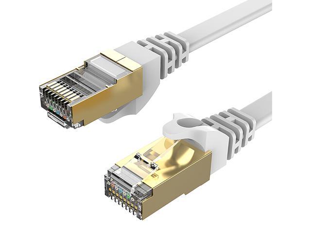 CAT 7 Cable 50 ft White Flat Gigabit RJ45 LAN Wire HighSpeed