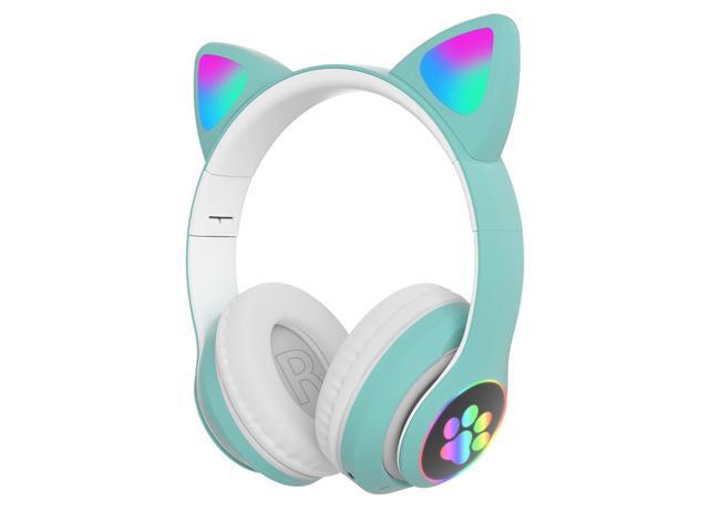 Minbo Girls' Wireless Gaming Headset, Cute Cat Ear Headset with LED