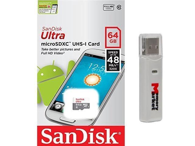 SanDisk Ultra 64GB UHSI CL10 10 48mb/s MicroSDXC Memory Card for Samsung Galaxy A8 A7 Tab A E 9.