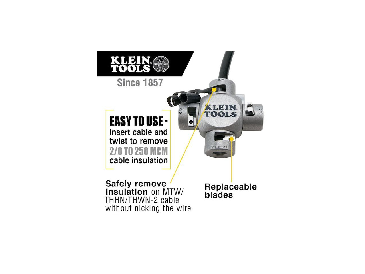 Klein Tools Large Cable Stripper 2/0 250 Mcm 21051