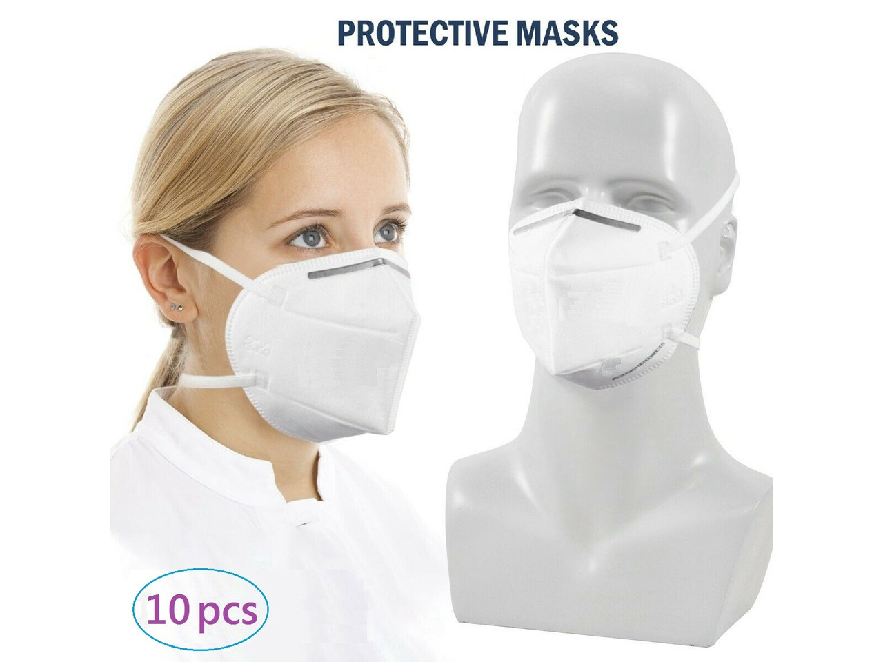 10pcs Face Mask KN95 Wrap Around Head Dust proof Mouth Respirator