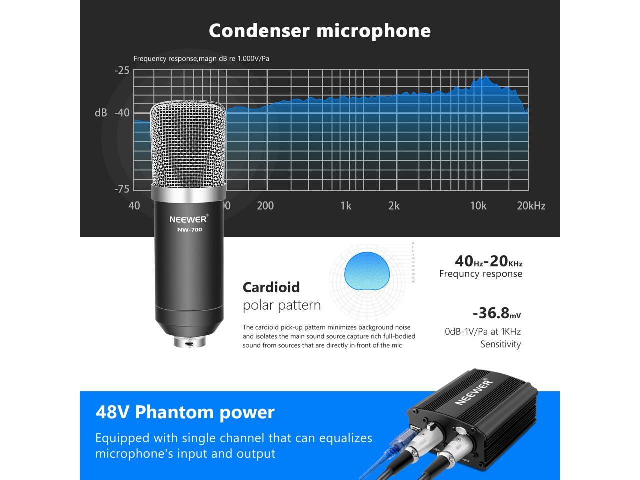 Neewer NW700 Condenser Microphone Kit with USB 48V Phantom Power