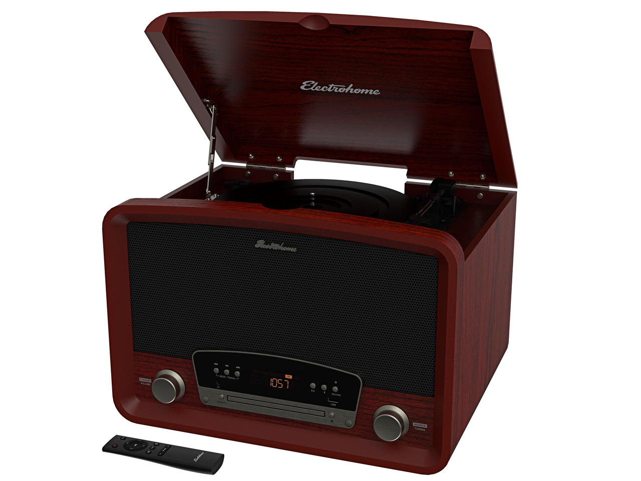 Electrohome Kingston 7in1 Vintage Vinyl Record Player Stereo System with 3Speed Turntable