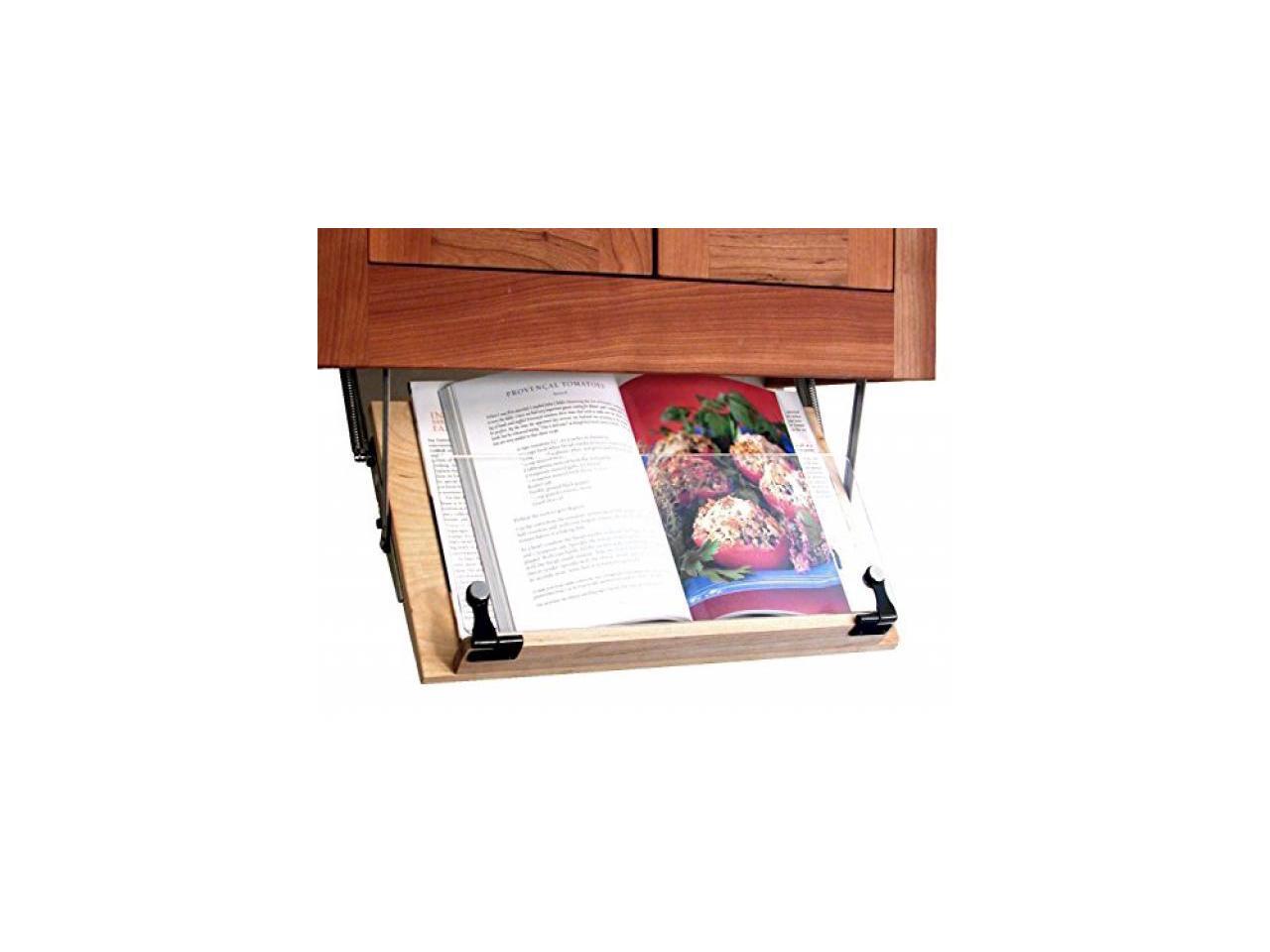 Under Cookbook Holder, Wood, Acrylic & Metal Hinges