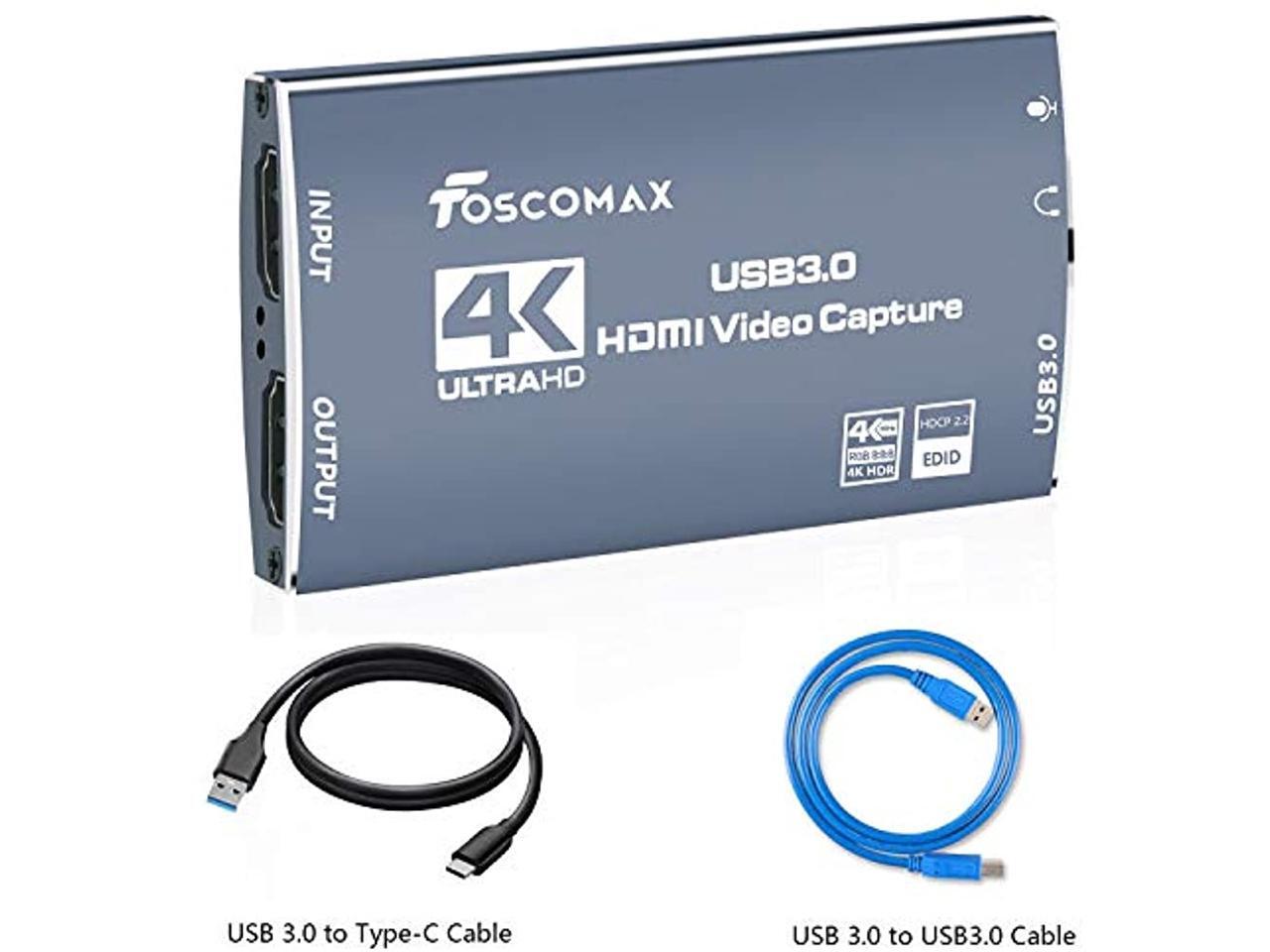 Video Capture Card, 4K 60FPS Passthrough HDMI Capture Card with HDMI LoopOut, 4K 30FPS