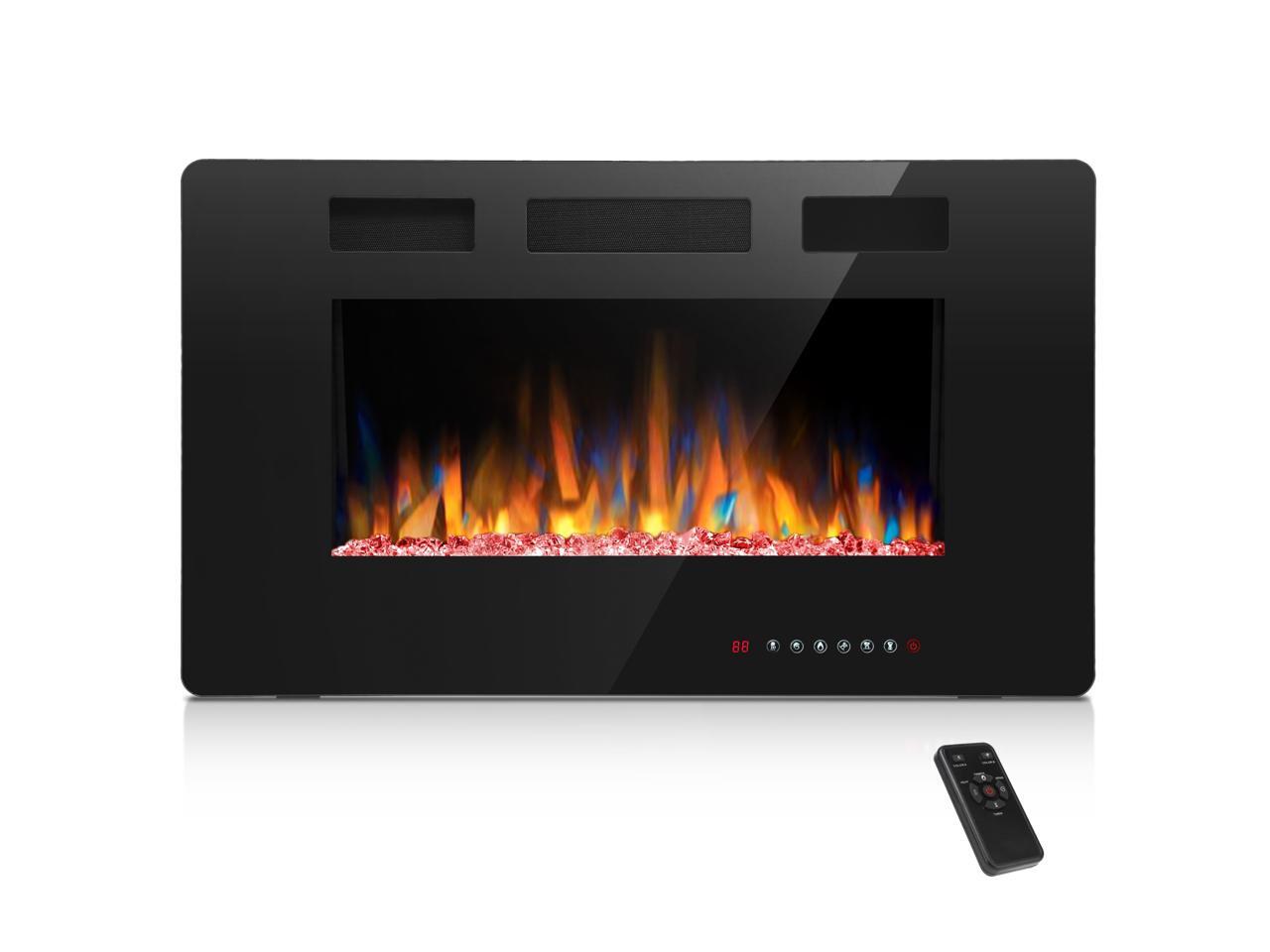 OKADA 36" Electric Fireplace Recessed 3.86" Ultra Thin Insert, Wall