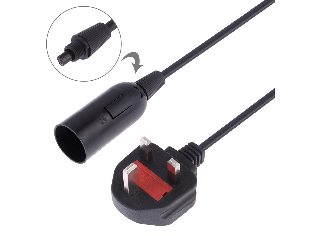 E14 Wire Cap Lamp Holder Chandelier Power Socket with 1.5m Extension