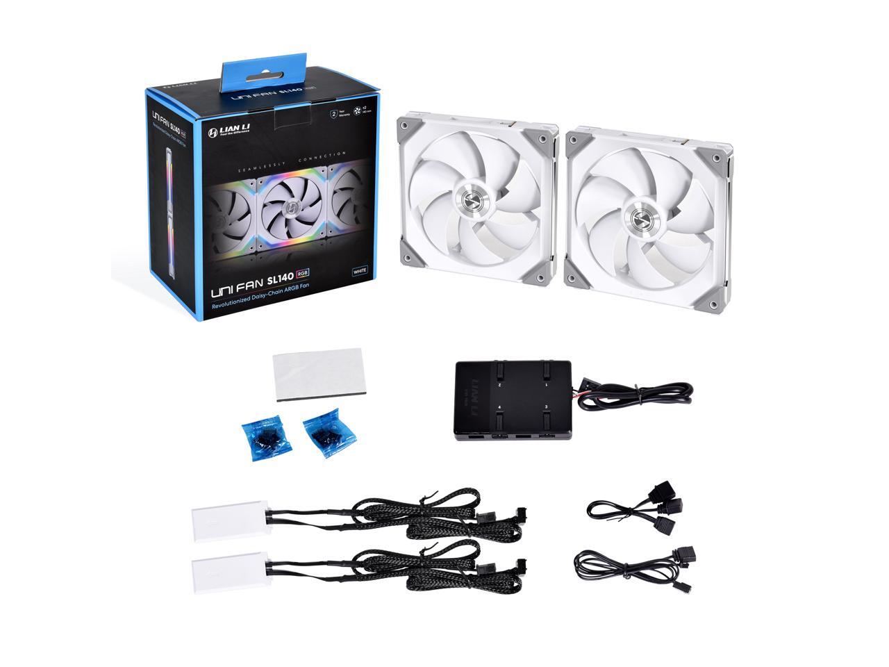 LIAN LI UNI FAN SL140 RGB WHITE 2X 14CM FAN PACK WITH CONTROLLER UF